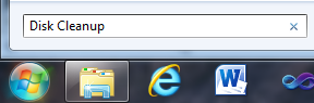 Key in the Start menu search box "Disk Cleanup"